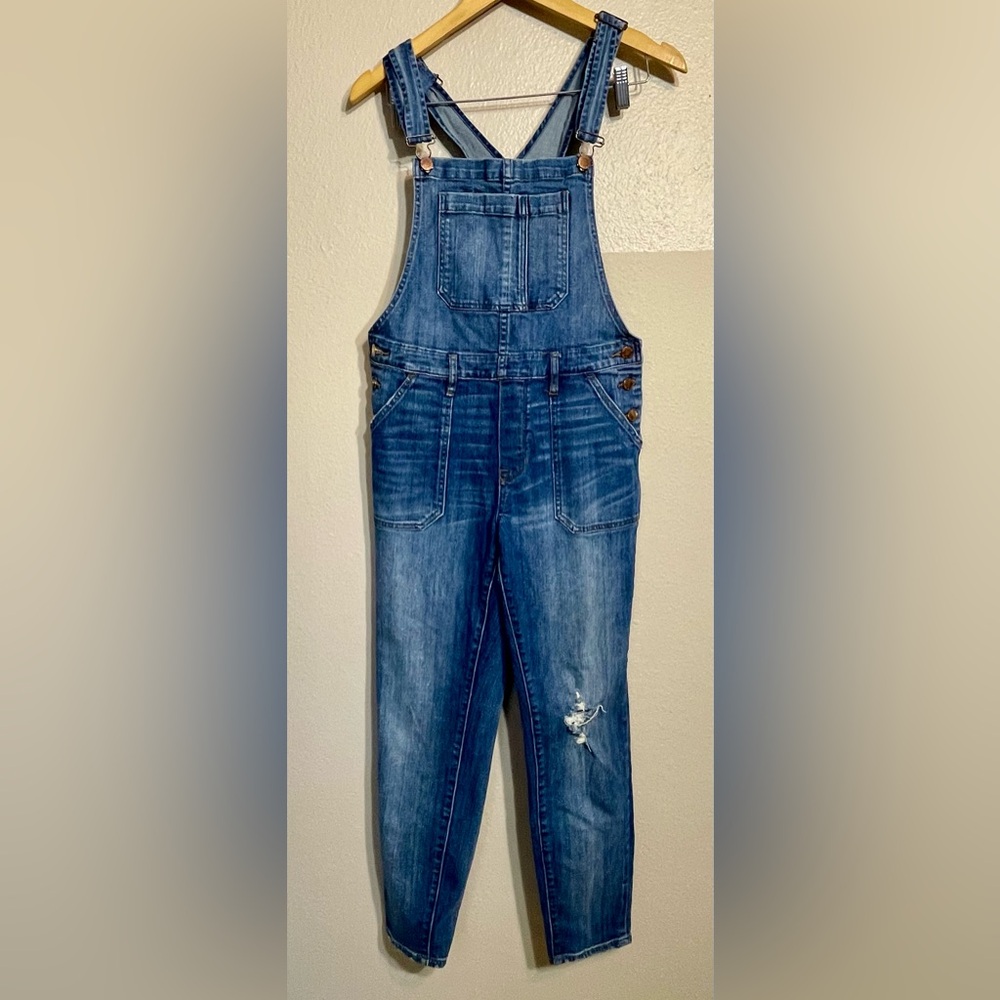 Bullhead Distressed Blue Denim Overalls